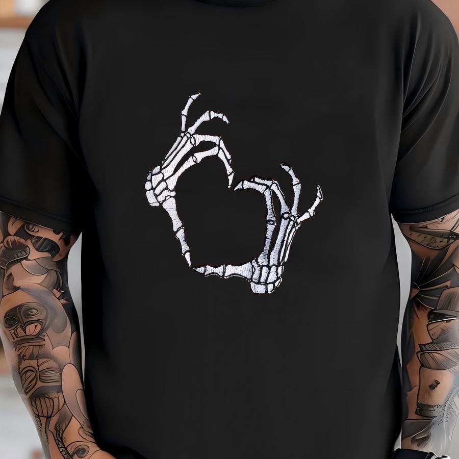 Skeleton Heart Sweatshirt: Spooky Fall Crewneck T-shirt