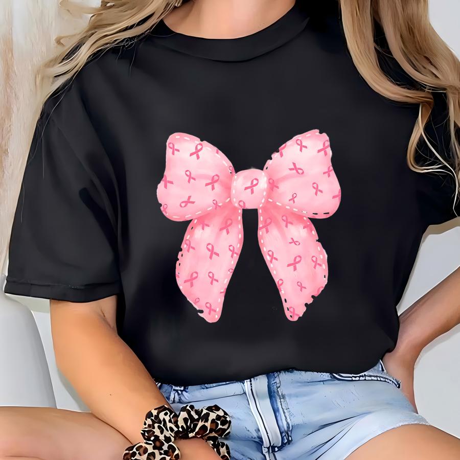 In October We Wear Pink Sweatshirt, Custom Team Name Shirt,breast Cancer Awareness,together We Fight We Win Bow Coquette,breast Cancer  T-shirt