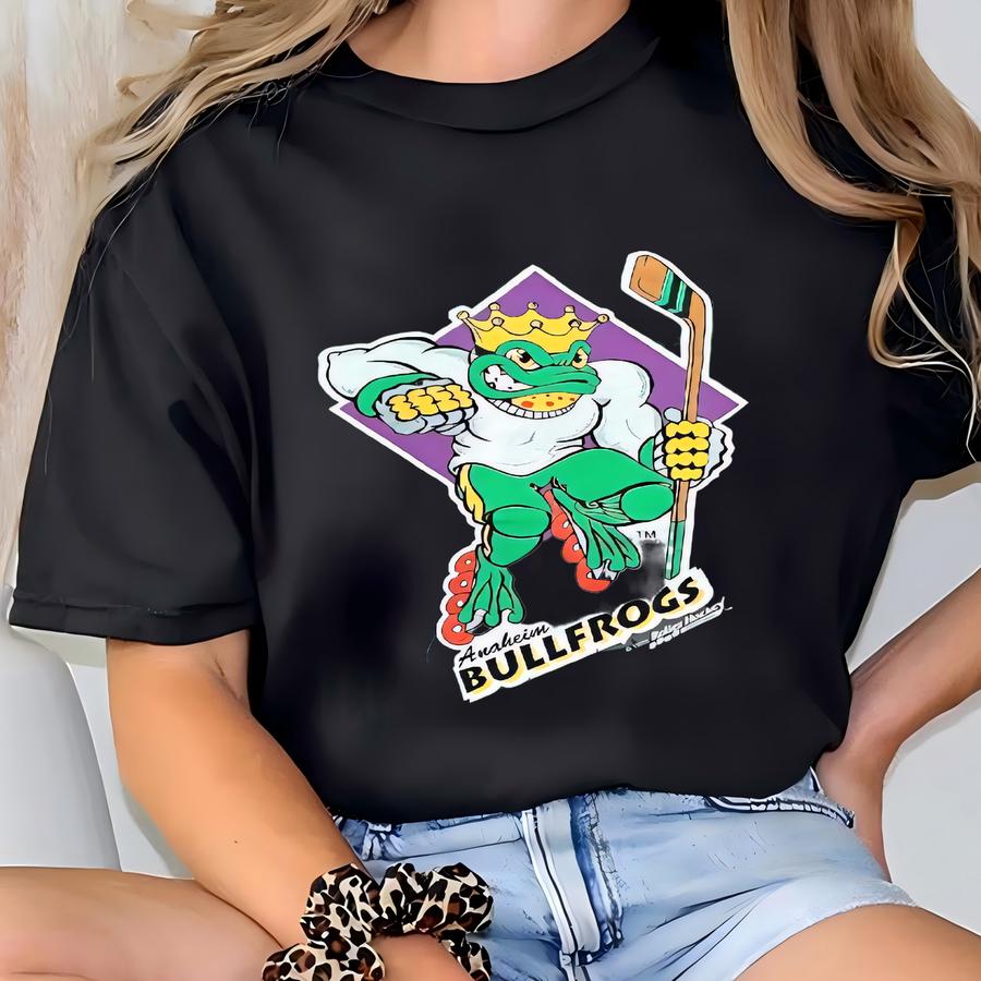 Vintage 1995 Anaheim Bullfrogs Graphic Tye Die Shirt Size Xl T-shirt