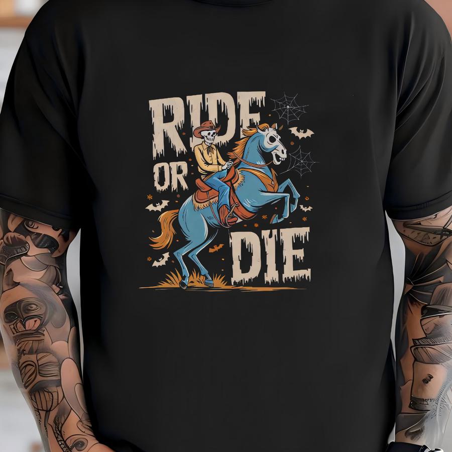 Ride Or Die Halloween Western Shirt, Halloween Howdy Shirt, Cowgirl Ghost Shirt, Howdy Boo Shirt, Cowgirl Halloween, Cowboy Ghost Shirts T-shirt