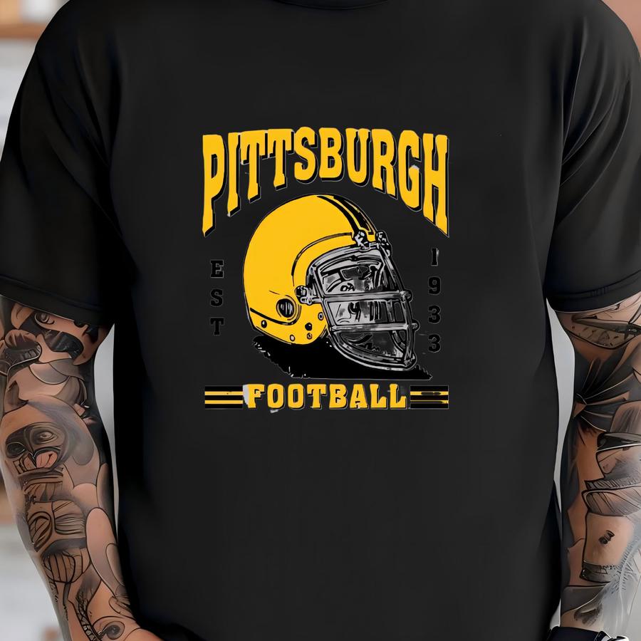 Pittsburgh Football Est 1933 Retro Sweatshirt, Pittsburgh Football Team Helmet Vintage Hoodie, Football Retro 90s Sweatshirt, For Him T-shirt