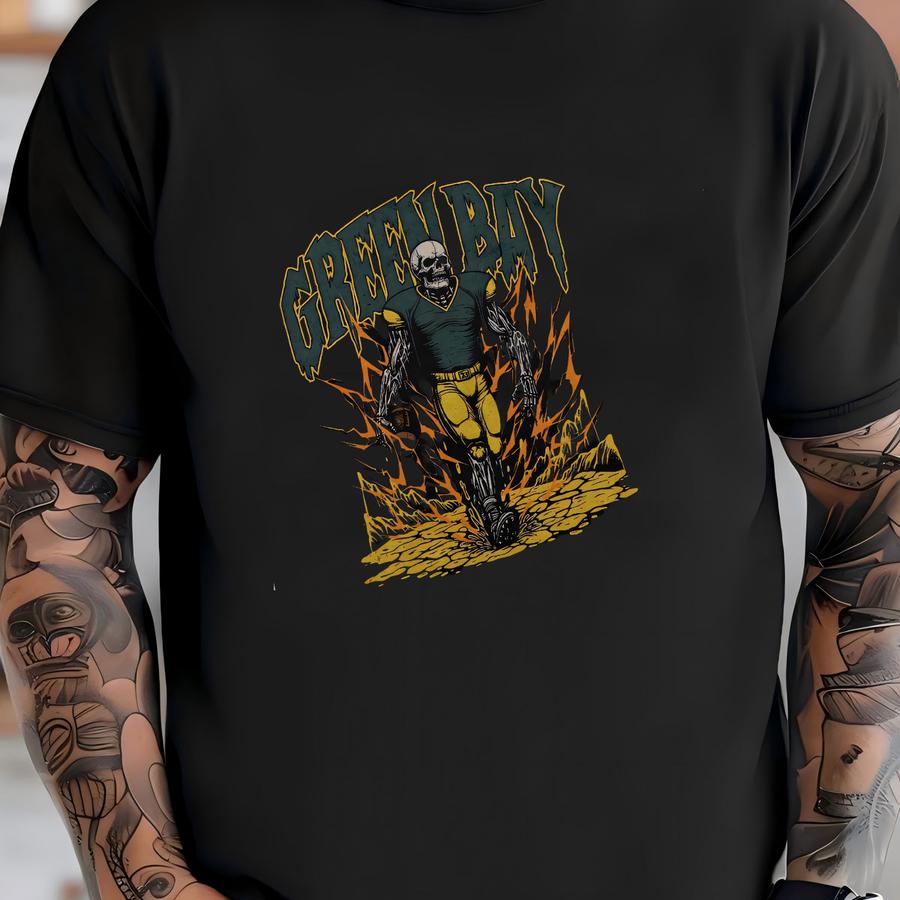 Green Bay Football Shirt - Graphic Tees - Skeleton Shirt - Merch Tee - Gift Shirt - Bootleg Shirt - Vintage - Skeleton Football Shirt T-shirt