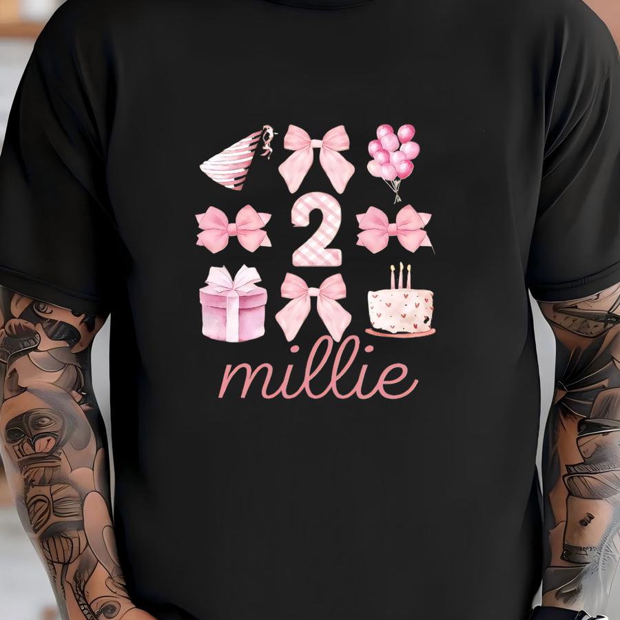 Bow Birthday Shirt, Bow Birthday, Coquette Birthday, Girl Birthday, Pink Bow Outfit, Pink Bow Party Outfit, Birthday Girl, Personalized T-shirt