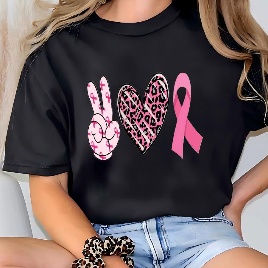 Breast Cancer Awareness Tee: Peace Love Cure T-shirt