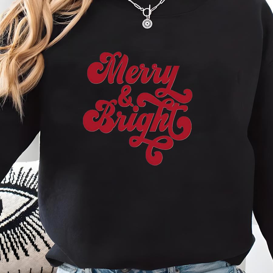 Merry And Bright Sweatshirt, Christmas Sweatshirt, Christmas Shirt, Merry Christmas Shirt, Santa Shirt, Christmas, Christmas Gift Sweatshirt