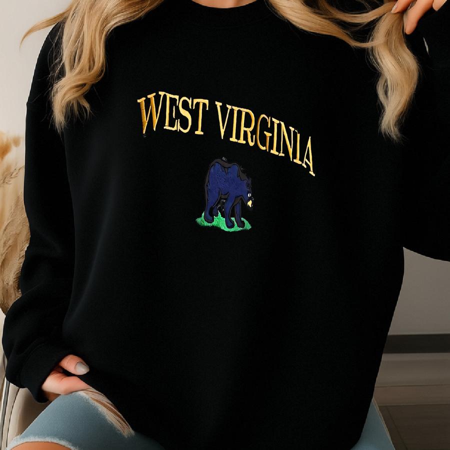 West Virginia Vintage Sweatshirt , Bear Crewneck, West Virginia Lover Shirt Souvenir, West Virginia Gift Sweatshirt