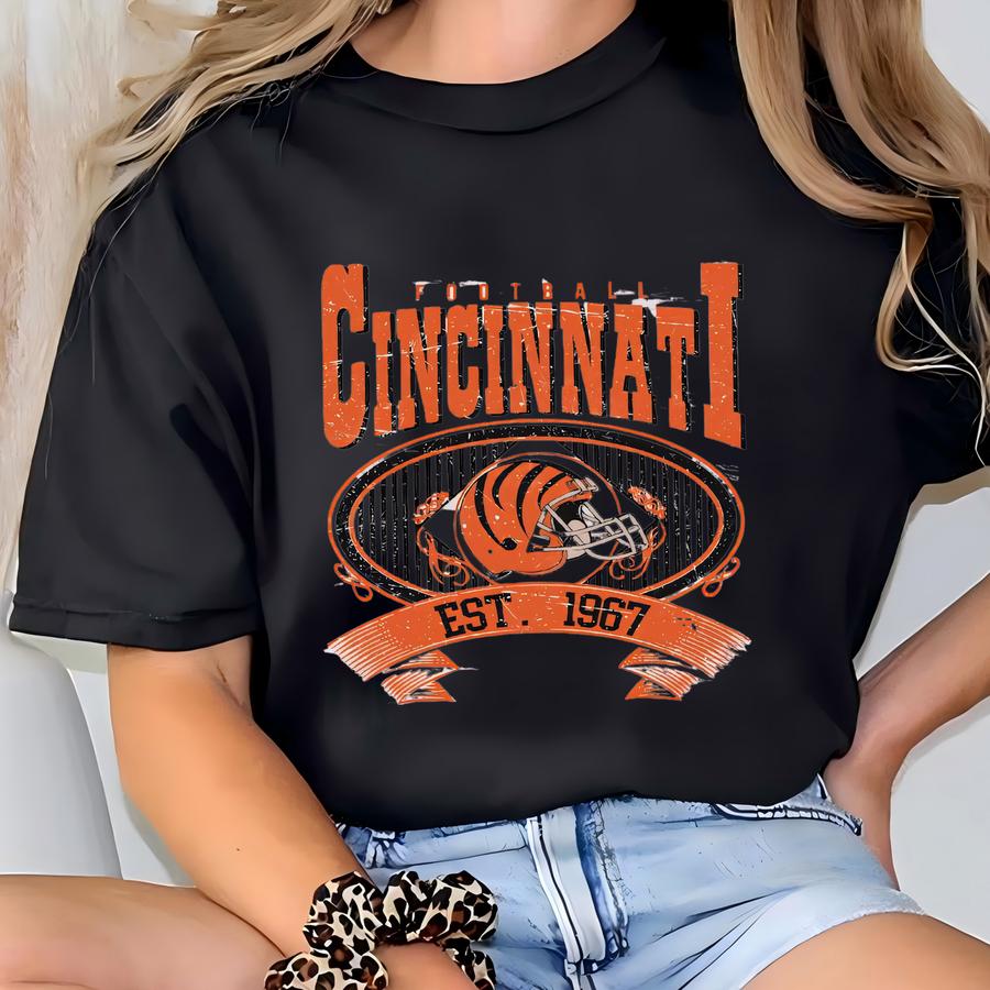 Cincinnati Football Vintage 90s Style Sweatshirt, Cincinnati Football Shirt, Sunday Football Shirt, Cincinnati Crewneck Sweatshirt, Game Day T-shirt