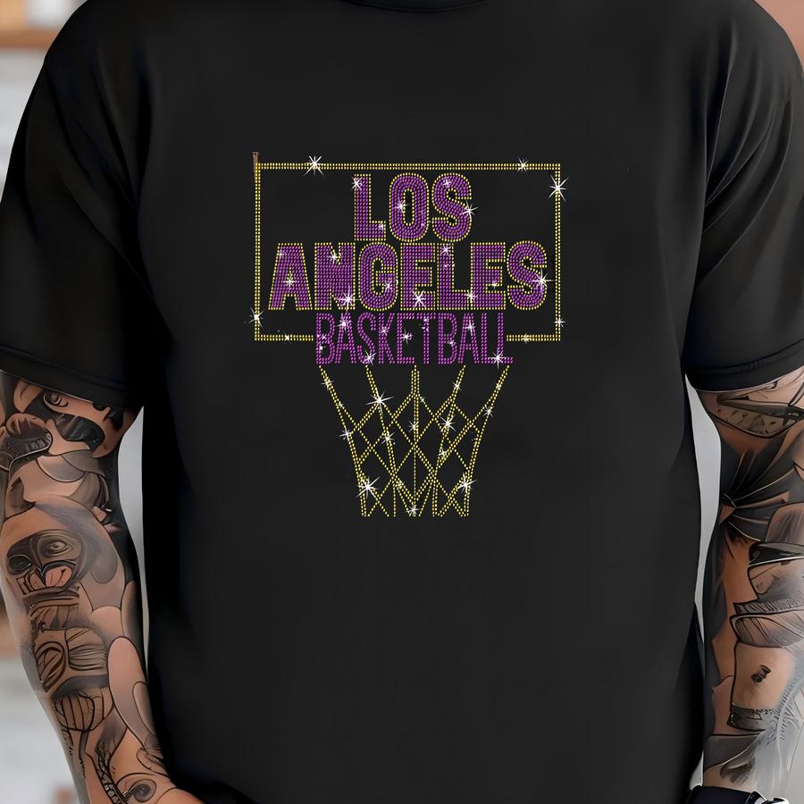 Los Angeles Rhinestone Basketball Shirt: Retro Sports Fan Tee T-shirt