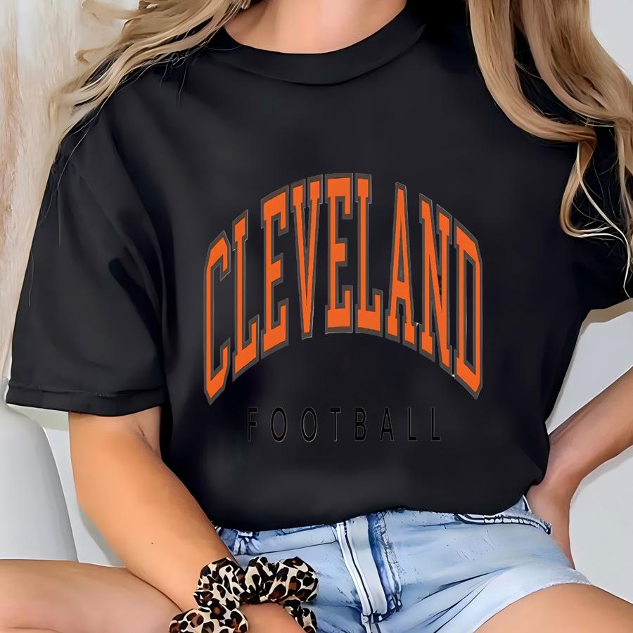 Cleveland Football Women's Hoodie, Cleveland Football Tee For Her, Cleveland Football Retro Shirt For Him, Vintage Cleveland Football Gift T-shirt