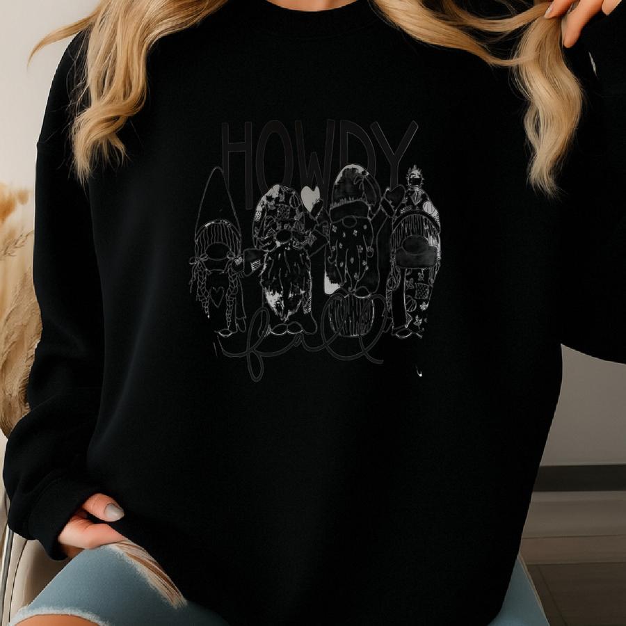 Howdy Fall Gnome Crewneck | Cute Gnome Sweatshirt, Halloween Crew, Spooky Season Sweater, Fall Pullover, Pumpkin Shirt, Cozy Gnome Sweatshirt