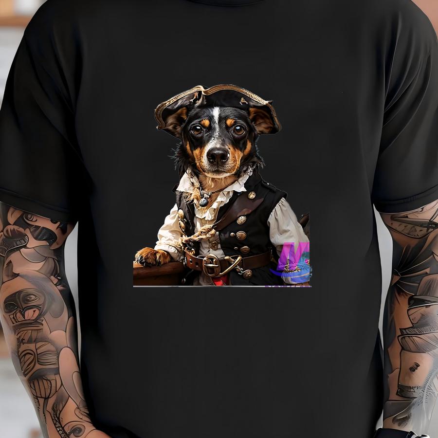 Custom Pirate Pet Portrait: Unique Dog Canvas Art (digital Download) T-shirt