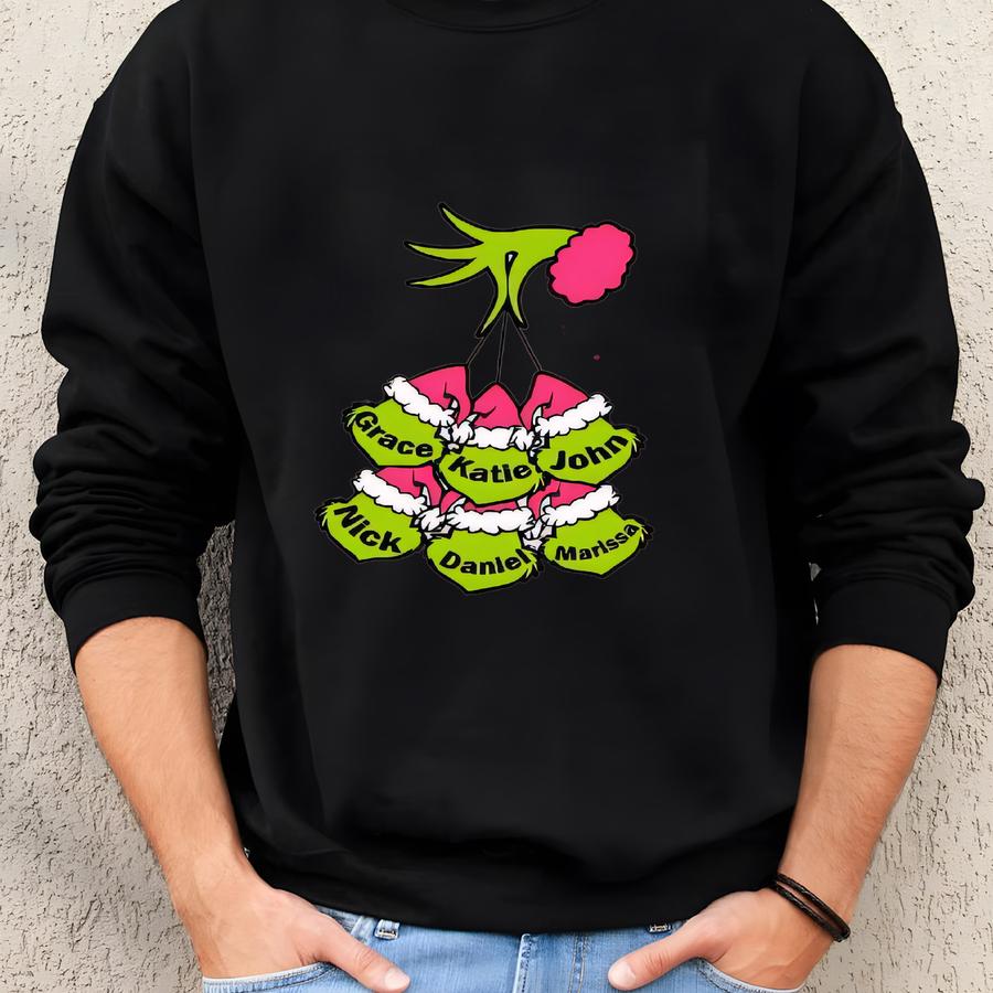 Personalized Family Christmas Sweatshirt | Cute Holiday Sweater | Custom Name Design | Grandma Nana Family Hoodie Sweatshirt