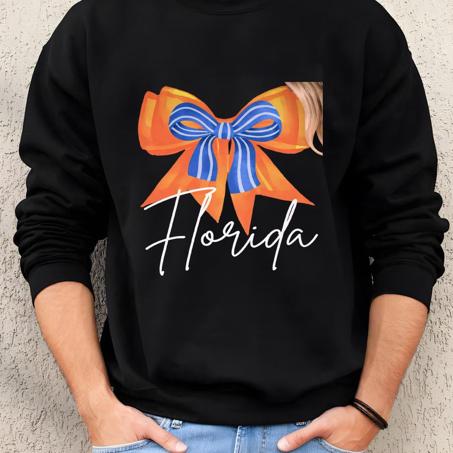 Florida Coquette Bow Sweatshirt, Vintage Florida Sweatshirt, Florida Gift, Football Coquette Bow Sweatshirt, College Crewneck Sweatshirt