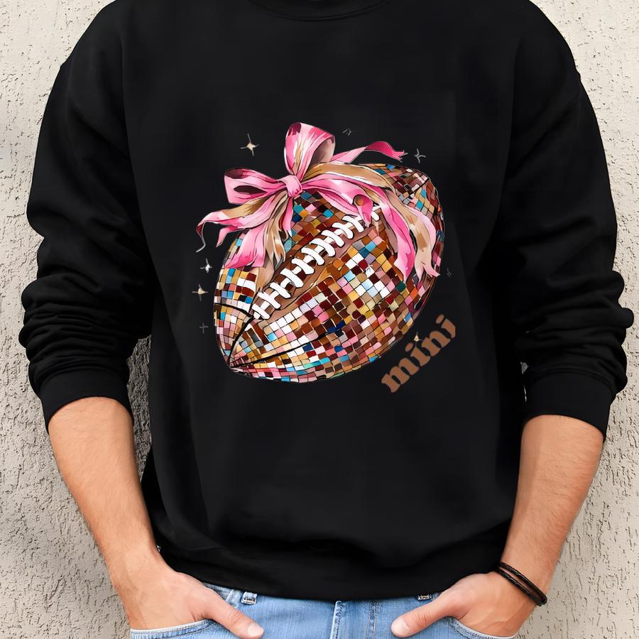 Football Mama Mini Sweatshirt: Coquette Disco Ball, Soft Cozy Sweatsuit Sweatshirt Football Mama Mini Sweatshirt: Coquette Disco Ball, Soft Cozy Sweatsuit Sweatshirt