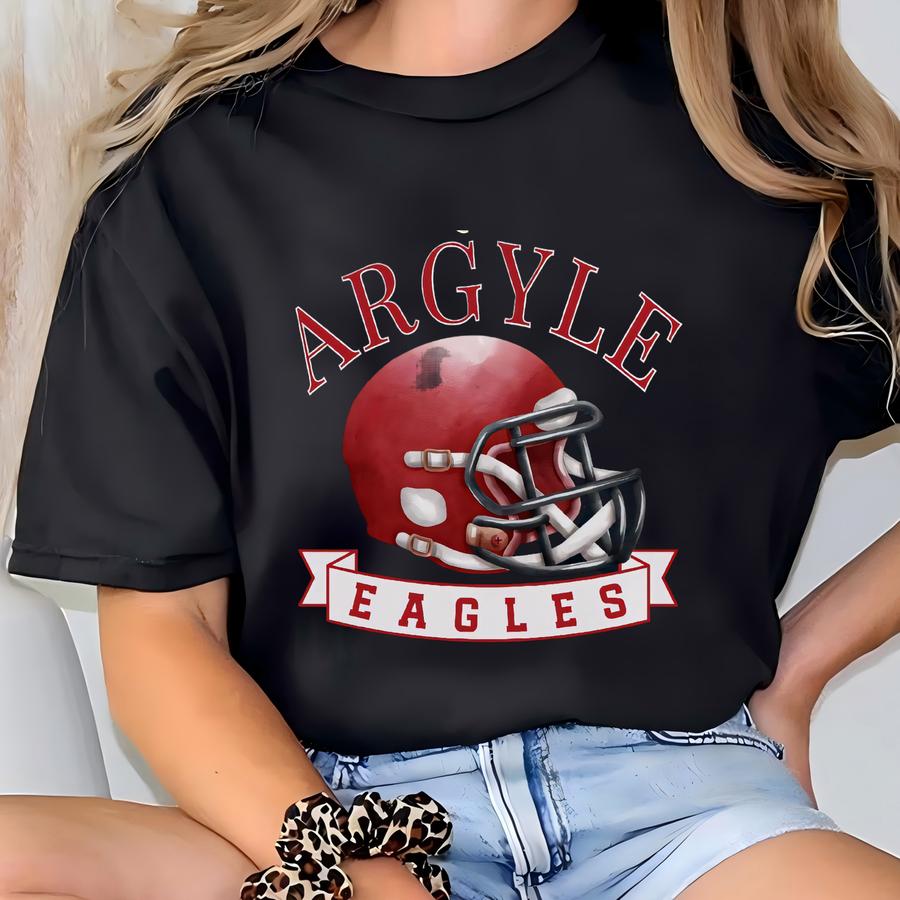 Customizable Argyle Eagles Football Shirt With Player's Number, Argyle Eagle Football Shirt With Option To Personalize T-shirt