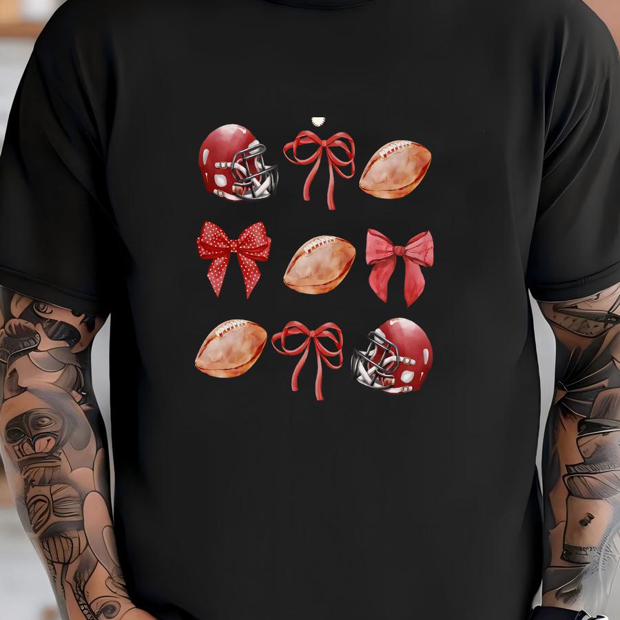 Coquette Football Shirt, Game Day Tee, Football Mom Shirt, Spirit T Shirt, Team Spirit, School Spirit Tee,preppy Football Bow Oklahoma Shirt T-shirt