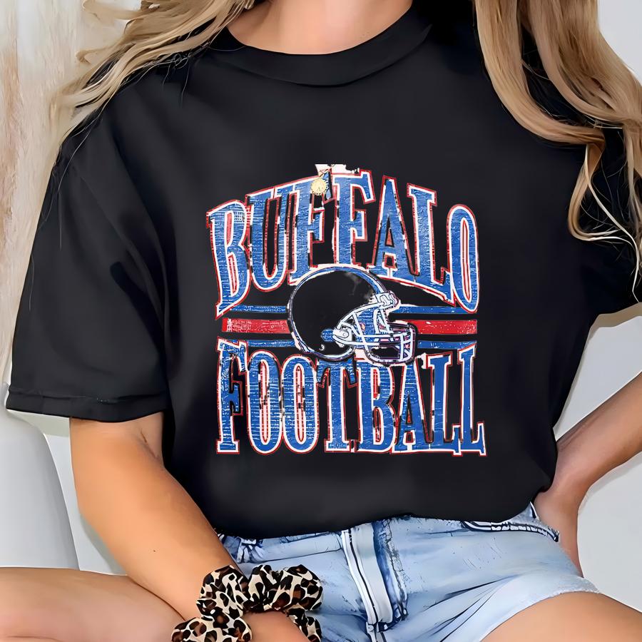 Vintage Football Game Day Bills Sweatshirt Buffalo Football Fan Crewneck Buffalo Football Retro Crewneck Sweater T-shirt
