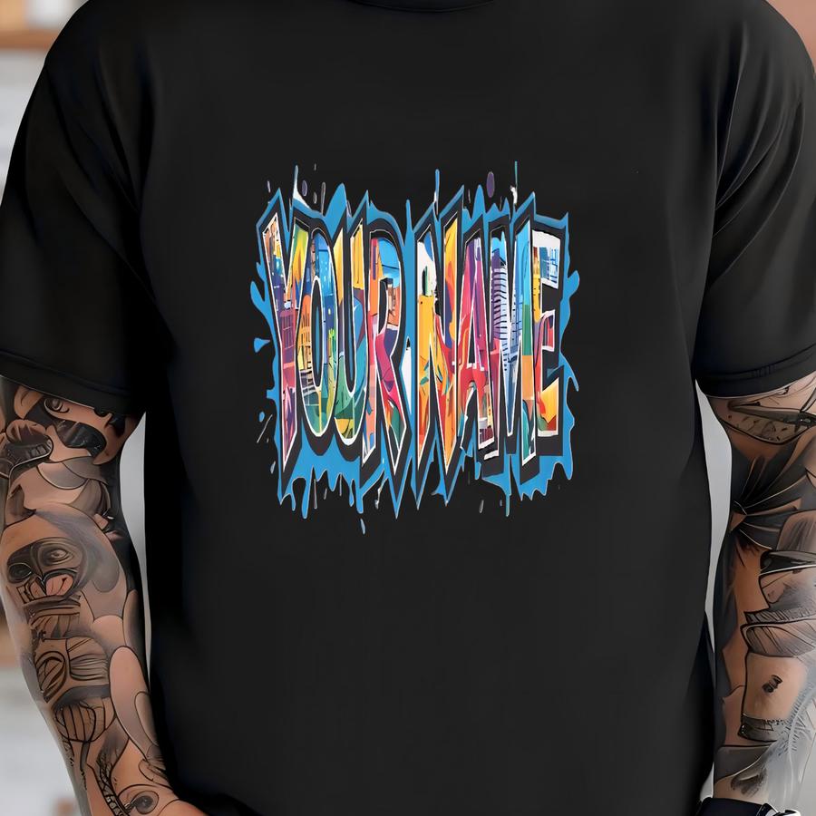 Custom Graffiti Style Tee - Unisex Adult Hoodie Customizable Add Your Name Personalize Tee - Urban Style Hip Hop Old School Breaking B-boy T-shirt