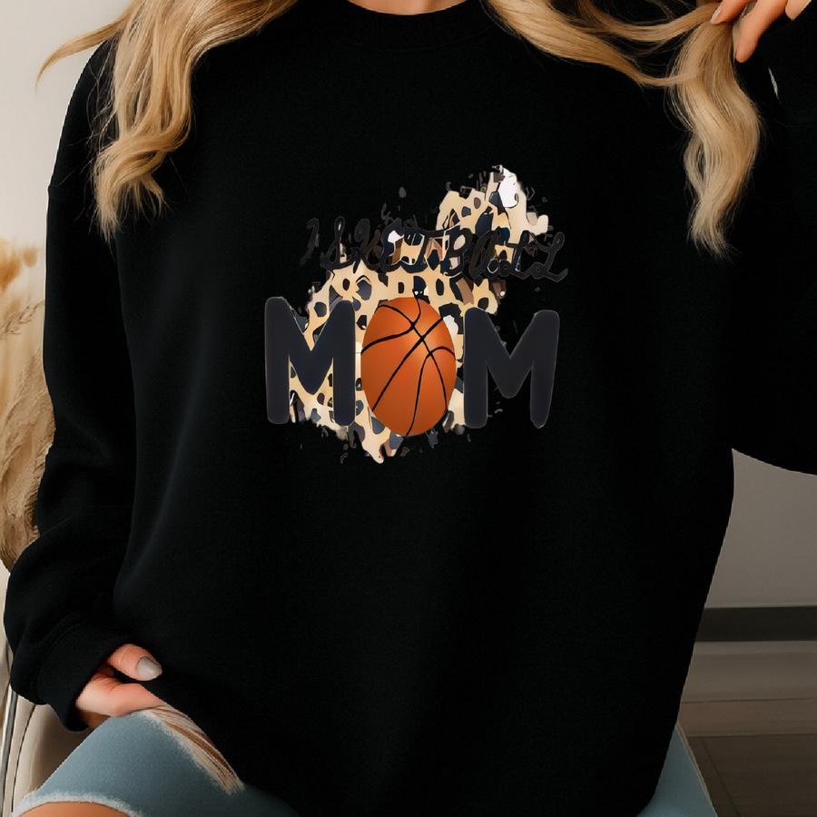 Cheetah Print Basketball Mom T-shirt Sweatshirt