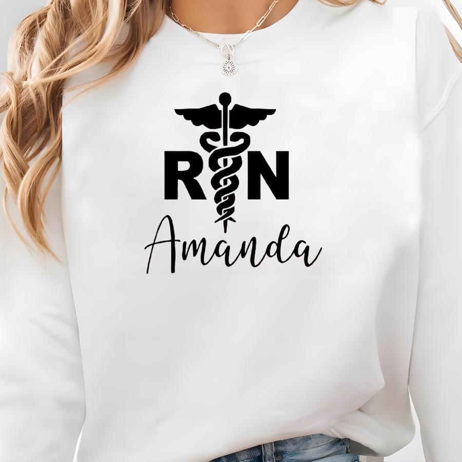 Personalized Nurse Sweatshirt Custom Rn Nurse Hoodie Rn Nurse Tshirt Registered Nurse T Shirt Er Nurse Nurse Appreciation Gift Rn Nurse Gift Sweatshirt