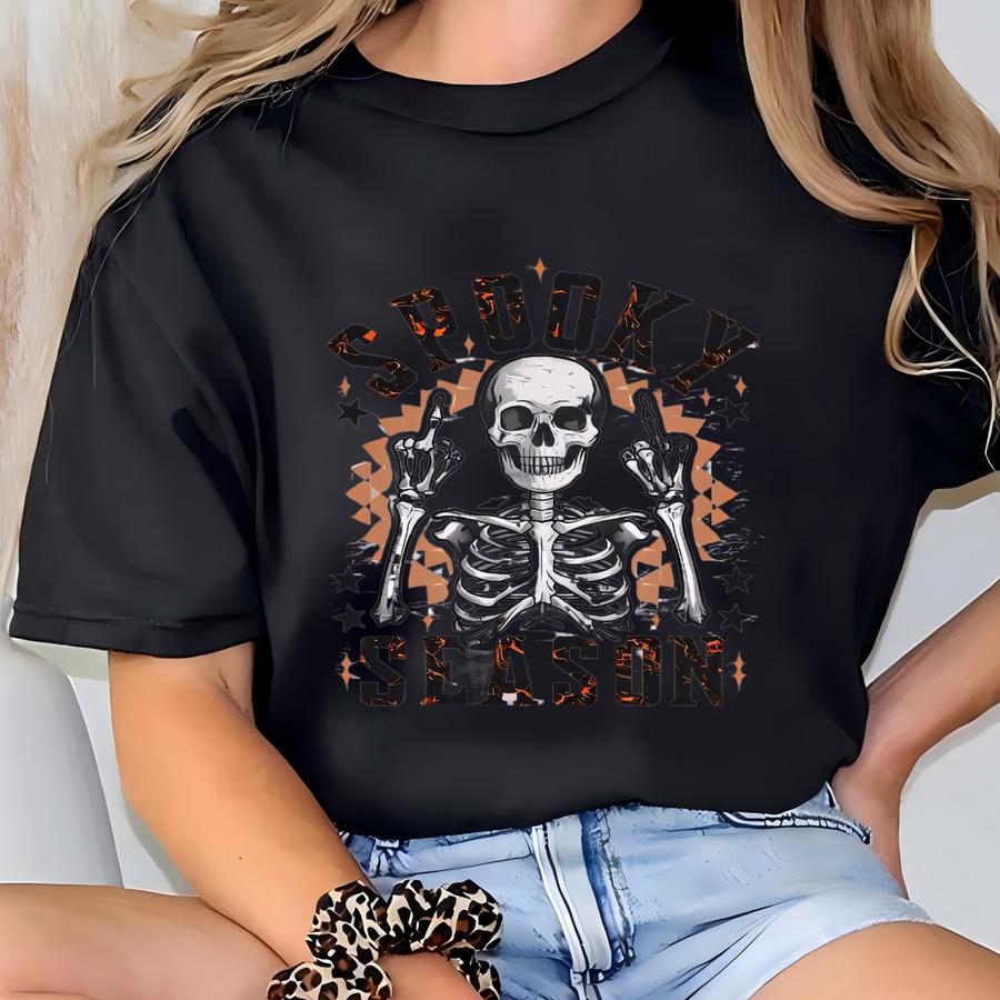Skeleton Retro Halloween Shirt, Spooky Season, Halloween Women's Gift T-shirt