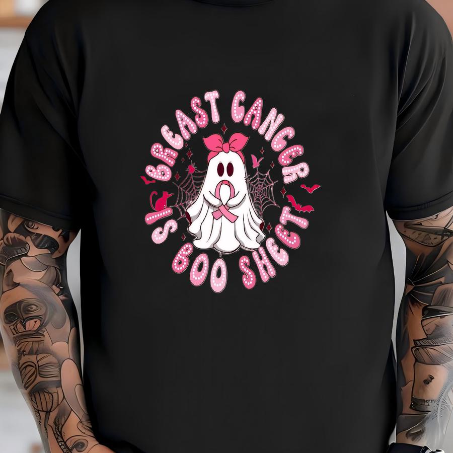 Breast Cancer Is Boo Sheet Sweatshirt, Breast Cancer Halloween Shirt, Breast Cancer Awareness, Back On My Boo- Tee,cancer Halloween Gift T-shirt