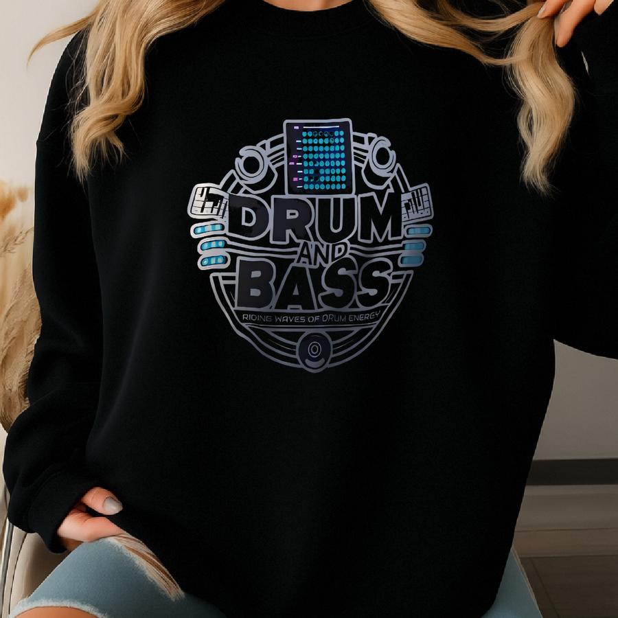 Drum Bass Music Lovers Tee - Unisex Adult T-shirt Electronic Music Design - Minimalist - Edm Style Jungle Electronic Dance Rave - Free S/h Sweatshirt