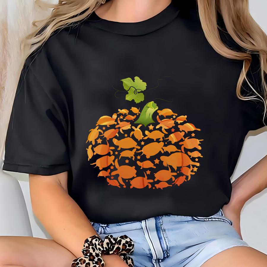 Turtles Pumpkin Halloween Shirt, Long Sve, Sweatshirt, Tank Top, Hoodie, Gift, Turtles Lover, Cute Scary Season Gift T-shirt