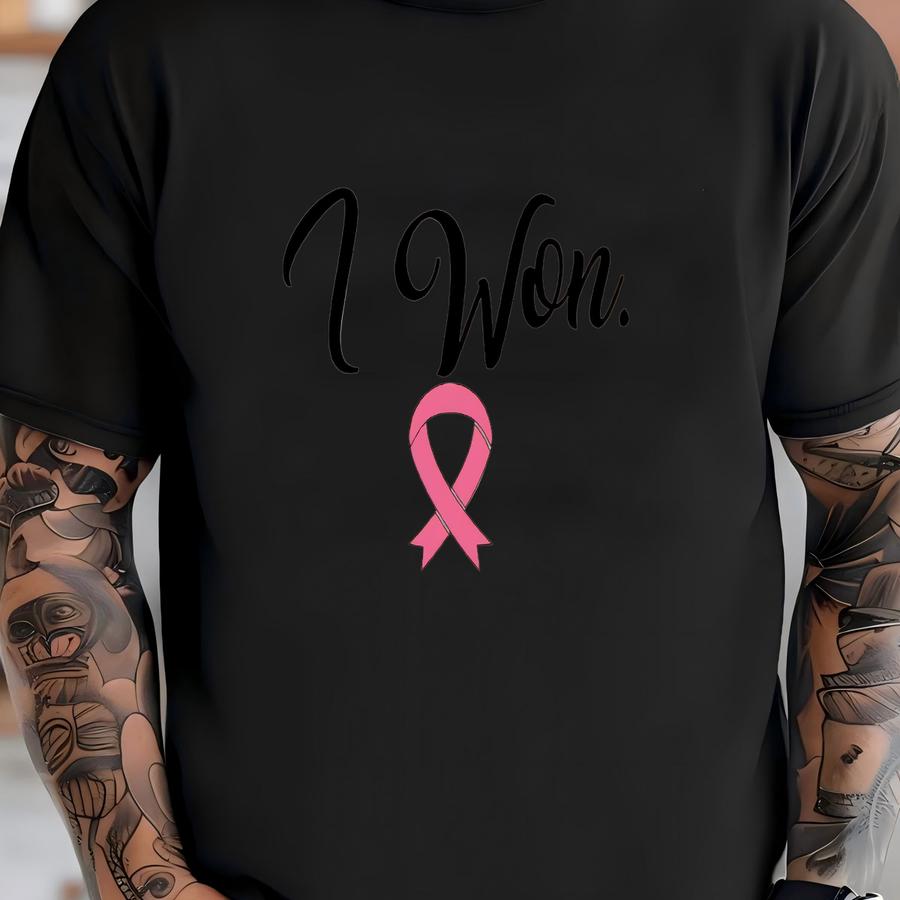 I Won Cancer Awareness Gift Shirt, Pink Ribbon Tshirt, Cancer Support Tee, Cancer Survivor Fighter Gift Tee,cute Breast Cancer Ribbon Shirts T-shirt