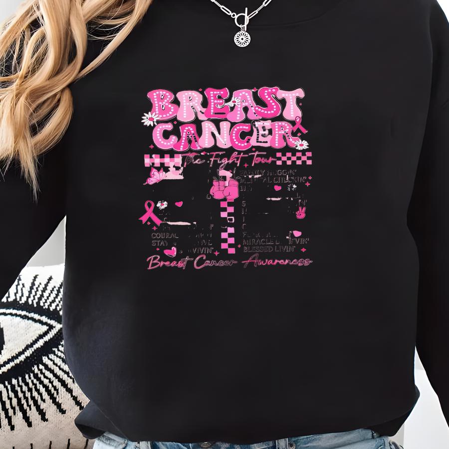 Breast Cancer The Fight Tour Shirt, Breast Cancer Awareness Sweater, Breast Cancer Support , Pink Ribbon Cancer, Cancer Survivor Gift Sweatshirt