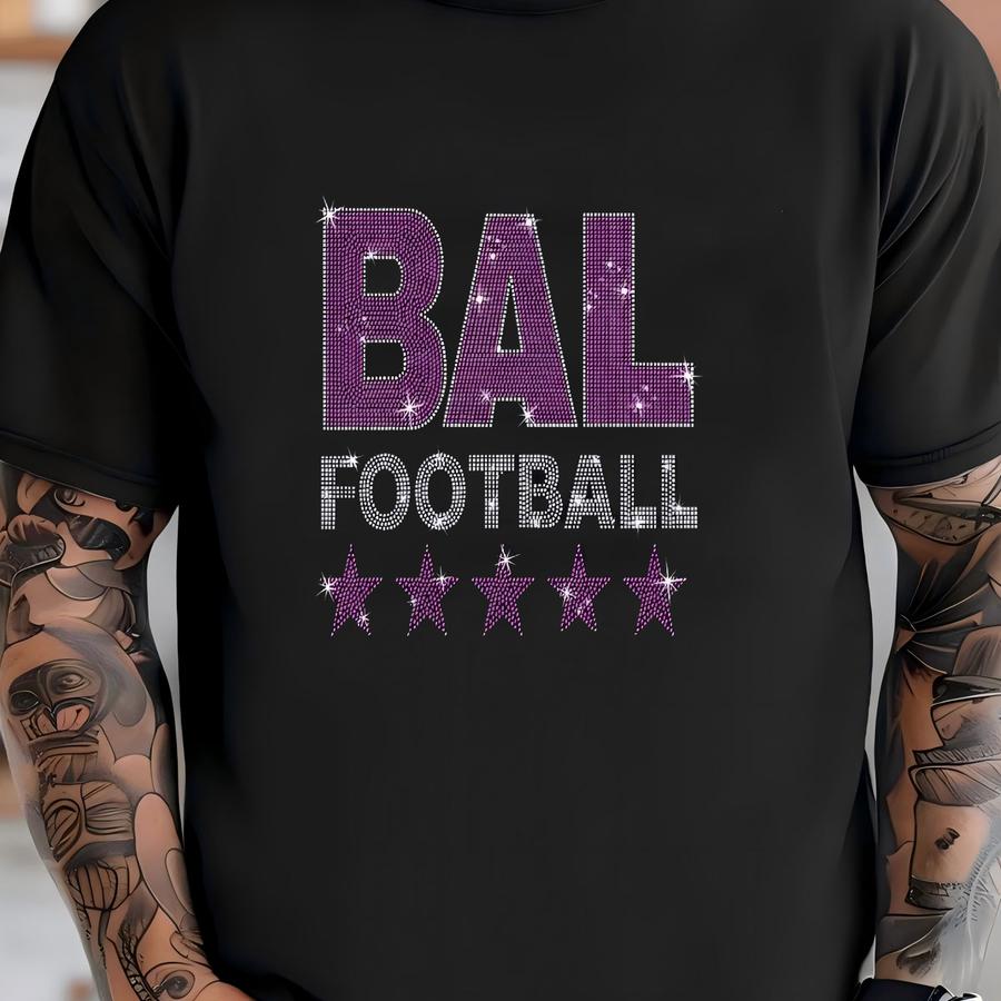 Baltimore Football Rhinestone Shirt: Game Day Sparkle T-shirt