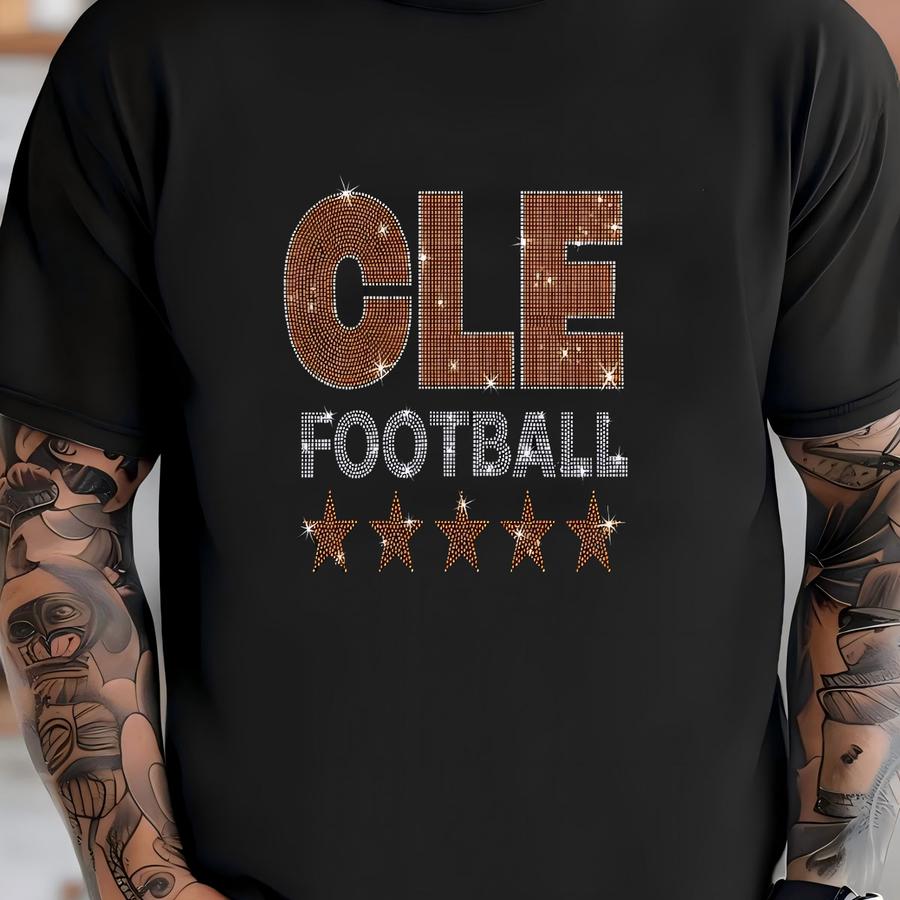 Cleveland Rhinestone Football Shirt: Retro Game Day Tee T-shirt