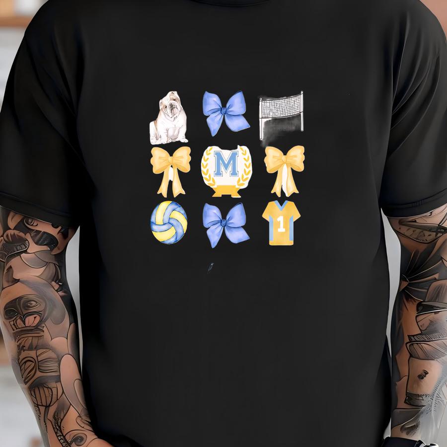 Custom Bow Volleyball Shirt, Bow Mascot Shirt, School Spirit, Custom School Shirt, Volleyball Shirt, Volleyball Team, Volleyball Bow, Girls T-shirt