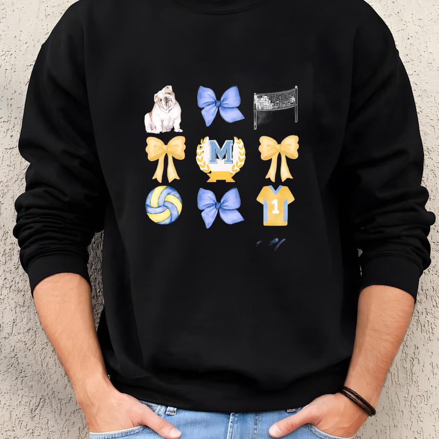 Custom Bow Volleyball Sweatshirt, Bow Mascot Sweatshirt, Custom Mascot Sweatshirt, Volleyball Sweatshirt, Volleyball Team, Volleyball Bow Sweatshirt