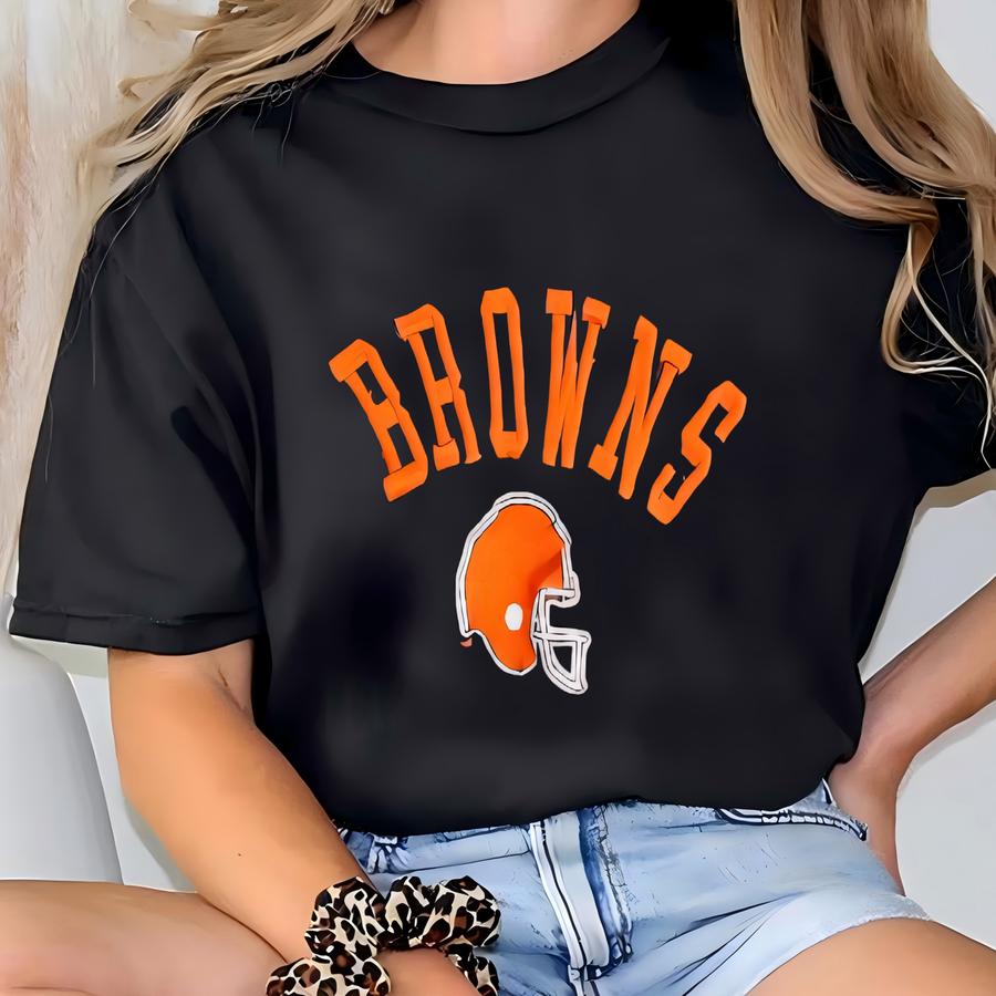 90s Cleveland ‘browns’ Crewneck Sweatshirt Y Logo Brown Color Kid’s L T-shirt