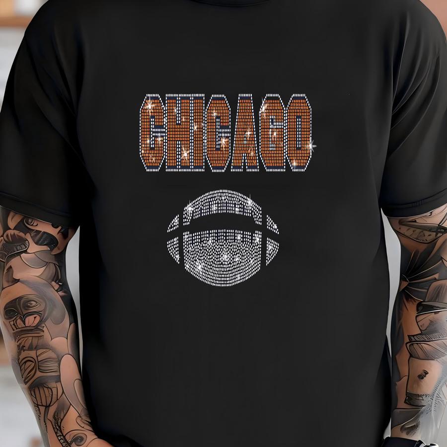 Chicago Rhinestone Football Shirt: Retro Game Day Apparel T-shirt