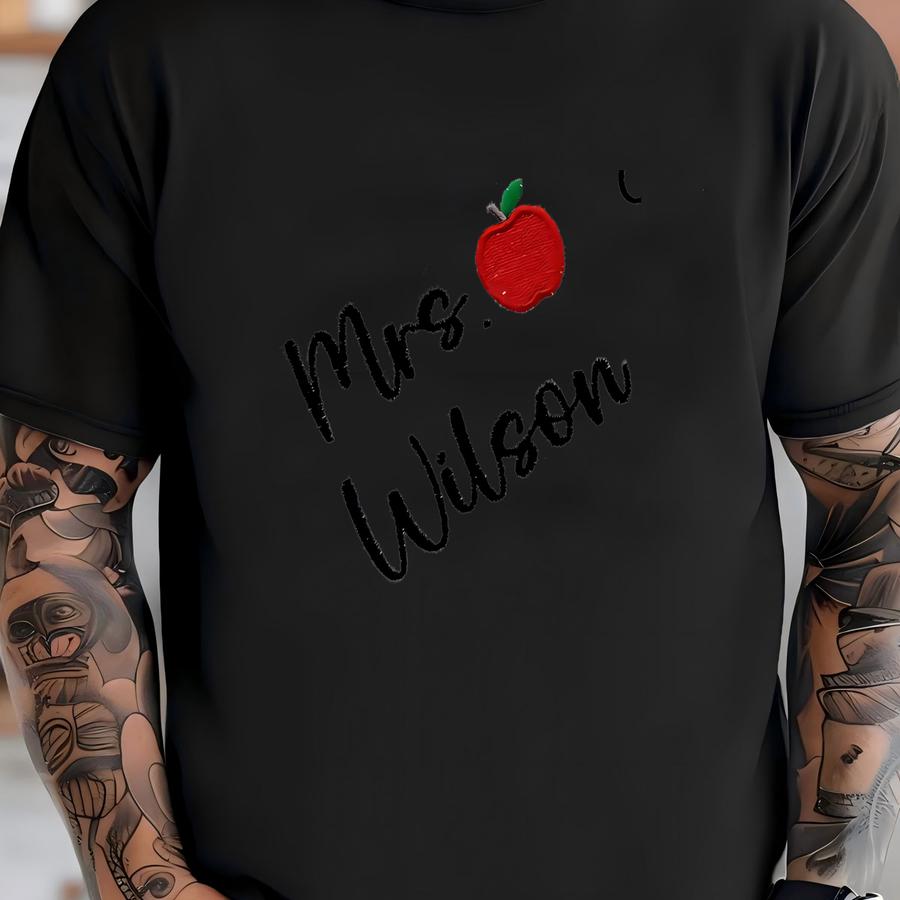 Teacher Sweatshirt: Personalized Apple Collar Neck Gift T-shirt
