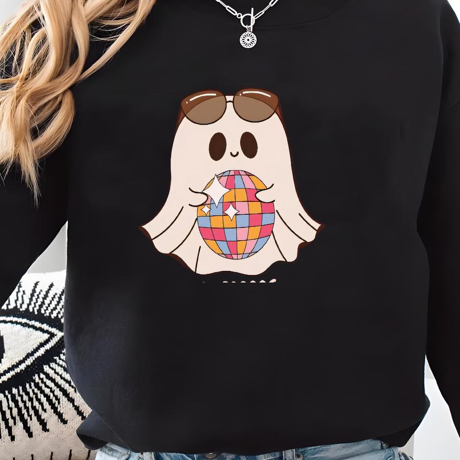 Ghost Let's Boooogie Shirt - Halloween Disco Ball Tee - Fun Costume Top Sweatshirt