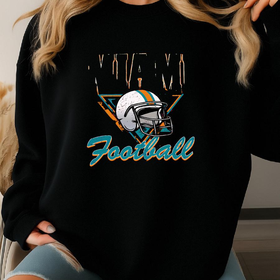 Miami Football Vintage Style Shirt, Game Day Tee, Sunday Miami Football Sweatshirt, Miami Football Fan Shirt, Miami Team Rugby Gift Sweatshirt