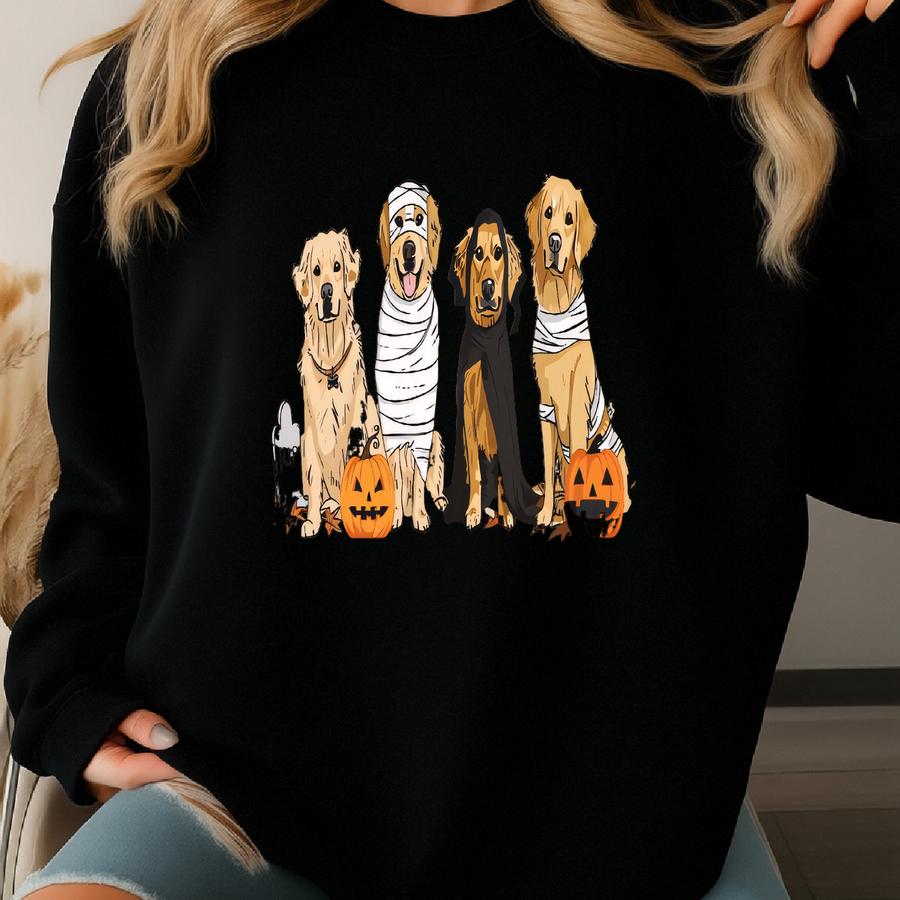 Halloween Golden Retriever Dog Lover T-shirt, Golden Mama T-shirt, Golden Shirt, Gift For Dog Lover, Cute Golden Retriever Ghost -hf002 Sweatshirt