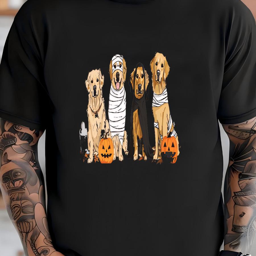Halloween Golden Retriever Dog Lover Hoodie, Golden Mama Hoodie, Golden Shirt, Gift For Dog Lover, Cute Golden Retriever Ghost -hf002 T-shirt