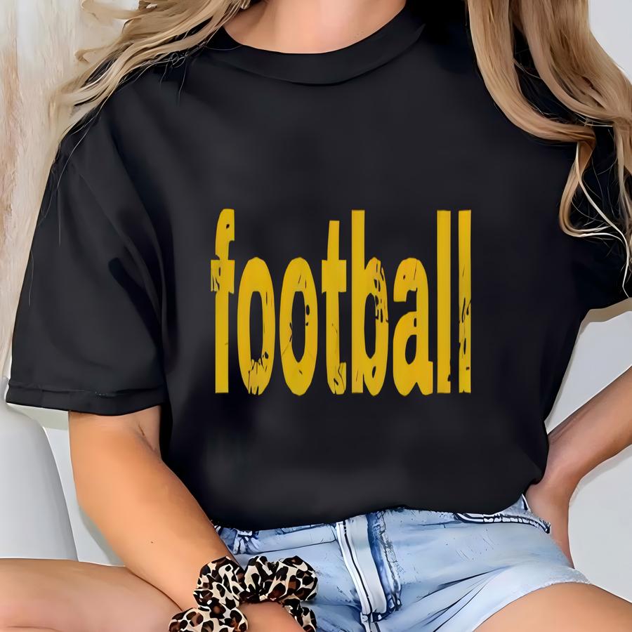 Vintage Football Long Sve Hoodie (yellow Font) T-shirt