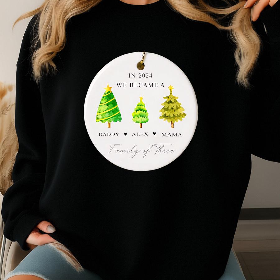Custom Family Name Christmas Ornament, Family Of Four, Family Of Free, Family Of Five Christmas Ornament, Baby's First Christmas Ornament Sweatshirt