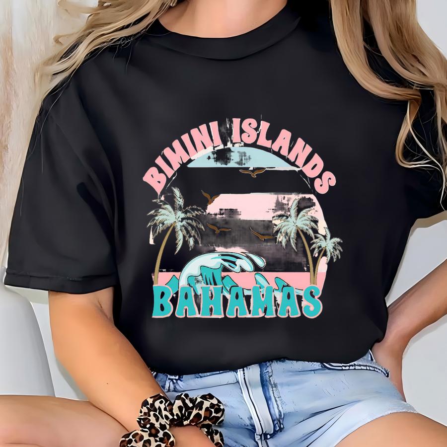 Bimini Bahamas Beach Hoodie, Beach Tee, Retro Beach Design Short Sve Tshirt T-shirt