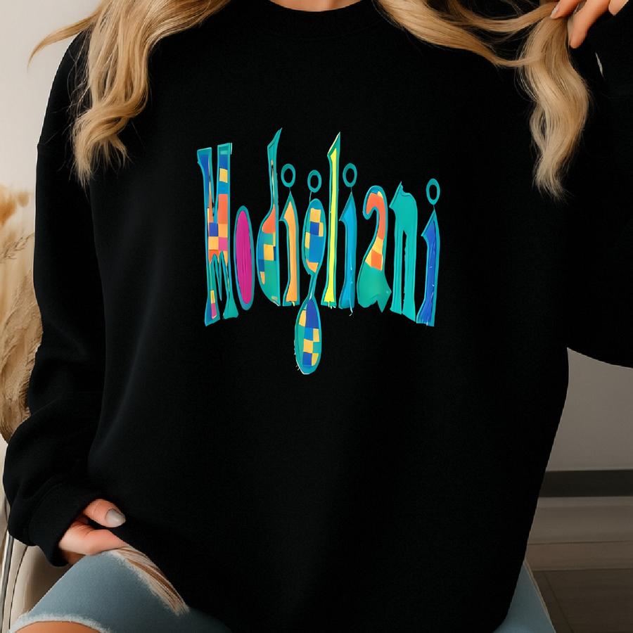 Vintage 90s Modigliani Black Unisex Sweatshirt Medium Modigliani Crewneck Modigliani Sweater Pullover Logo Modigliani Jumper Sweatshirt