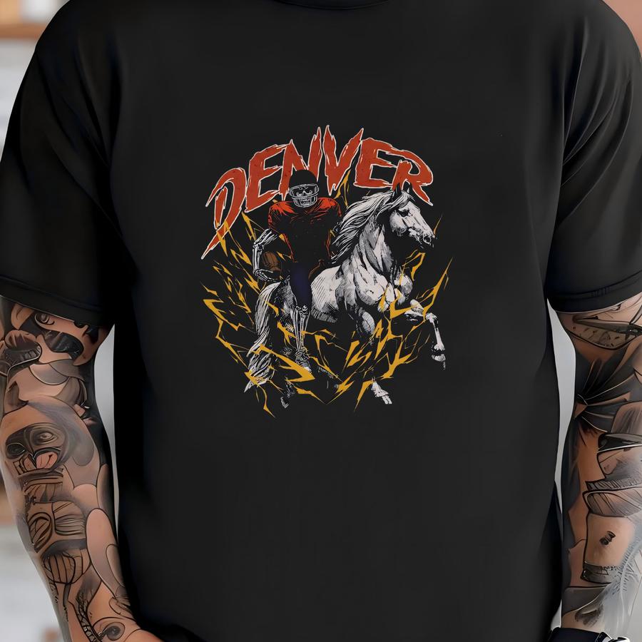 Denver Football Sweatshirt - Graphic Crewnecks - Skeleton - Gift Shirt - Bootleg Shirt - Skeleton Football Crewnecks - Brocos T-shirt