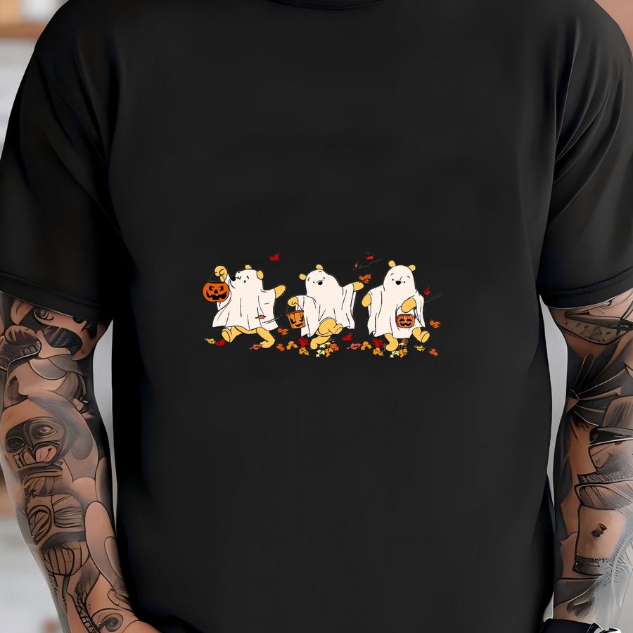 Retro Pooh Ghost Fall Vibe Sweatshirt, Spooky Pooh Bear, Pooh Ghost Shirt, Pooh And Friends Hoodie, Pooh And Friends Shirt -hf003 T-shirt