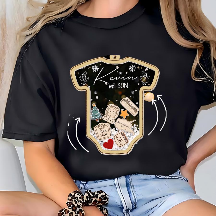 Custom Baby's First Christmas Ornament 2024, Baby 1st Christmas Ornament, 4d Shake Babies Ornament, Baby Keepsake, Custom Name Newborn Gift T-shirt