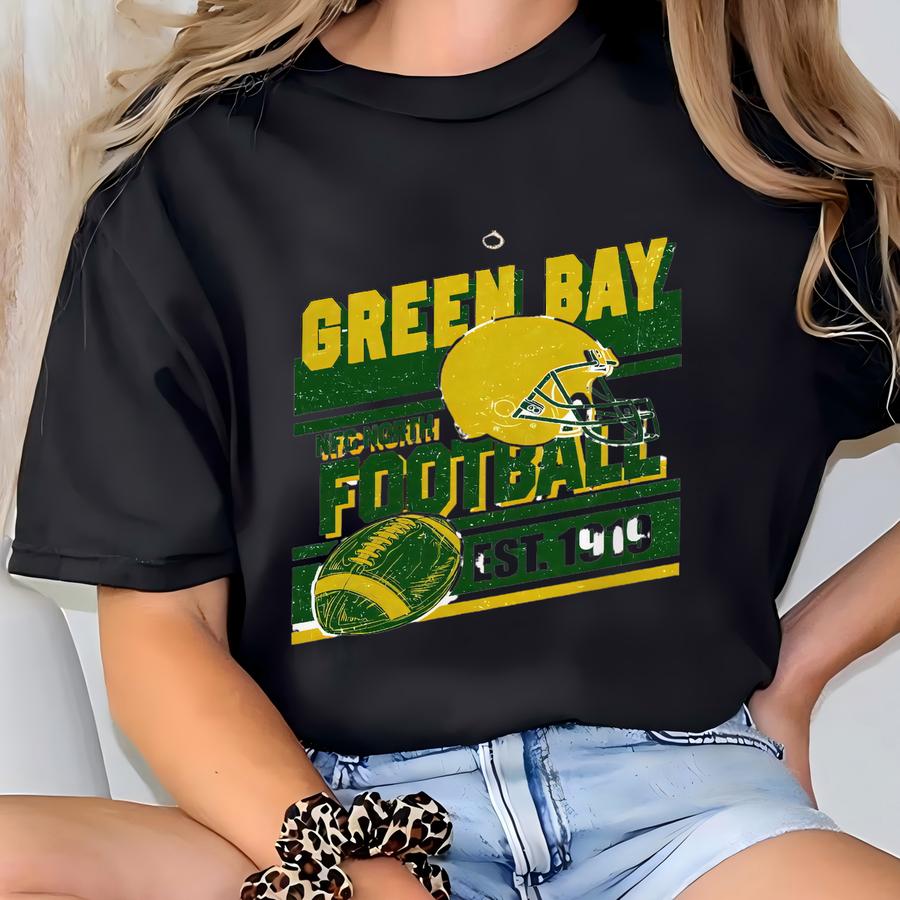 Vintage Style Green Bay Football Sweatshirt, Game Day Shirt, Green Bay Team Football Shirt, Sunday Green Bay, Green Bay Football T-shirt