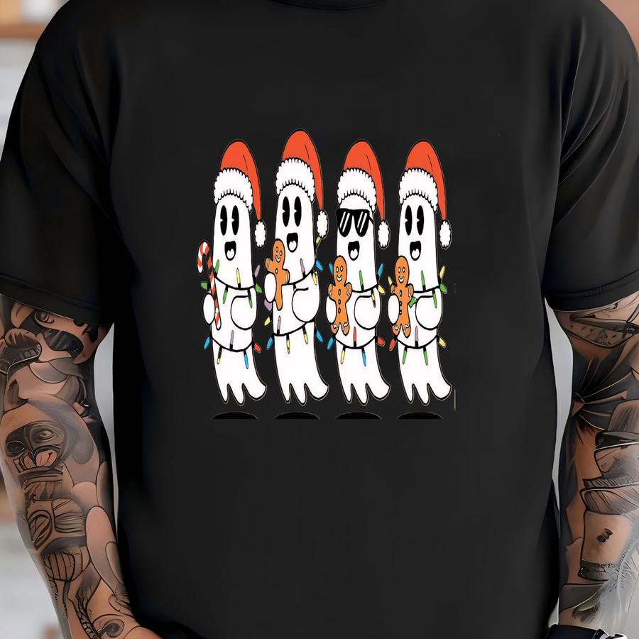 Cute Christmas Ghost Gingerbread Hoodie, Merry Christmas Tees, Chilling With Christmas Tshirt, Holiday Ghost, Cute Christmas Ghost  -cc003 T-shirt